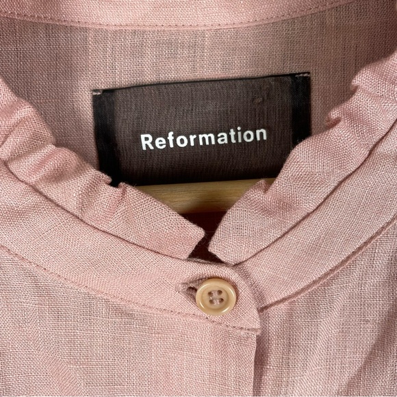 Reformation Large Blush Pink Ruffle Sleeve Blouse Feminine Romantic Cottagecore - Picture 3 of 10
